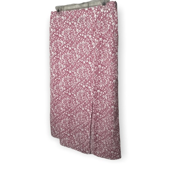 ModCloth Women's Pink & White Floral Straight Skirt With Front Slit Size M - Picture 5 of 11